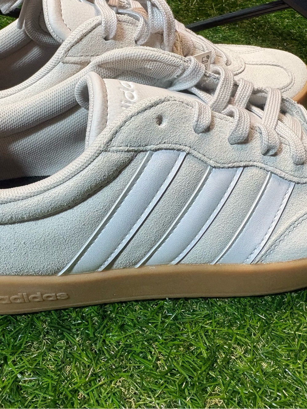 Adidas Men’s 9, women’s 10. Suede Sneakers - cream and white with Gum Sole